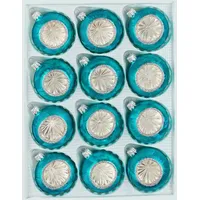 Navidacio 12 TLG. Glas-Weihnachtskugeln Set in 'Vintage Ice Petrol-Türkis