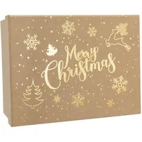 IDENA Geschenkbox Weihnachten Merry Christmas Kraftpapier braun 20x15x9cm