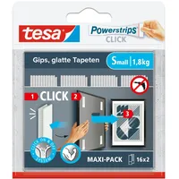 Tesa Powerstrips CLICK - Klett-Klebepads zum An- und Abklicken