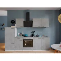 Respekta Küchenblock Malia mit E-Geräten 270 cm Beton Fronten