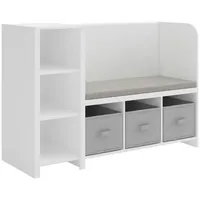[en.casa] - Kinderregal mit Sitzbank Høylandet 76x112x40 cm Weiß/Grau