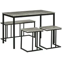 Homcom Essgruppe 4er-Set, Küchentisch-Set, Esstisch mit 3 Bänken für