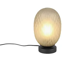 MeineWunschleuchte LED Tischleuchte mit ovalem Glasschirm Grün, Höhe 28cm
