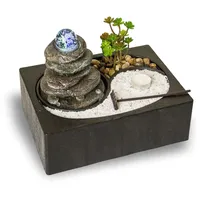Lemodo Zimmerbrunnen mit LED-Beleuchtung, Feng Shui Dekobrunnen mit Yin