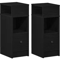 VidaXL Nachttische 2 Stk. mit Schublade Schwarz 25x31x66 cm
