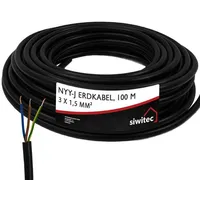 Siwitec NYY-Kabel, NYY-J 3x1,5 mm2, 100 m, Erdkabel, Installationskabel,