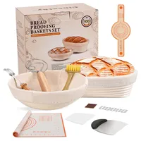 Clheatky Gärkörbchen Set mit Liner, 25cm Rund & Oval