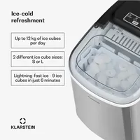 Klarstein Caldwell Eiswürfelmaschine Bulleteis 12kg/24h Wassertank: 1,3 l Edelstahl