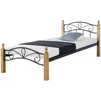 Homestyle4u Metallbett 90x200 Schwarz Natur,
