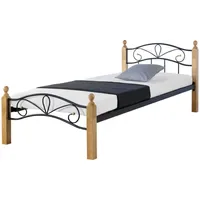 Homestyle4u Metallbett 90x200 Schwarz natur