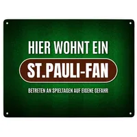 Trendaffe Hier wohnt ein St.Pauli-Fan Metallschild XXL mit Rasen