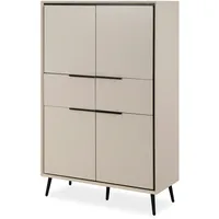 Furn.design Highboard sand, schwarz 90 cm, Soft-Close-Funktion, Brebbia