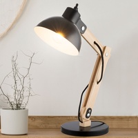 GLOBO Schreib Tisch Lampe Holz Hell Metall Schwarz Leuchte