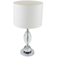 GLOBO Schreib Tisch Lampe Leuchte Chrom Textil Weiß Kristall