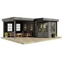 Alpholz 5-Eck Pepe Gartenhaus aus Holz in Grau, Holzhaus