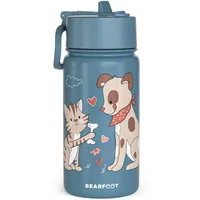 Bearfoot Trinkflasche Kinder Edelstahl mit Strohhalm - Thermosflasche 400ml