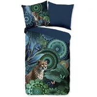 HIP Wendebettwäsche »Nyah«, Satin, Reißverschluss, Wendeoptik, Mandala, Leopard, Blau,