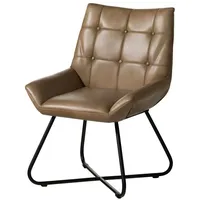 Massivmoebel24 Stuhl Echtleder 60x67x86 beige IRON label #613