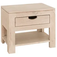 MASSIVMOEBEL24.DE Nachttisch Nature White #91 Nachtkonsole Beistelltisch Schrank Akazie