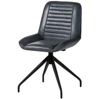 Massivmoebel24 Stuhl Echtleder 49x56x83 blau IRON label #509