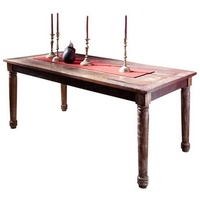 MASSIVMOEBEL24.DE Esstisch Altholz 140x80x76 mehrfarbig lackiert FABLE #27