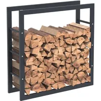BC-ELEC Holzablage aus schwarzem Stahl 80*80*25CM, Rack für Brennholz,