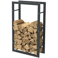 BC-ELEC Holzablage aus schwarzem Stahl 100*60*25CM, Rack für Brennholz,