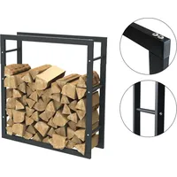 BC-ELEC Holzablage aus schwarzem Stahl 80*100*25CM, Rack für Brennholz,