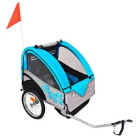 VidaXL Fahrradkinderanhänger, Fahrradanhänger Grau und Blau 30 kg