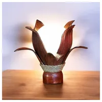 KINAREE Kokoslampe Tischlampe Kokosnuss Leuchte Nachttisch lampe Kokos Blatt