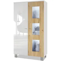 Vladon Vitrine, Eiche, Holzwerkstoff, 71x129x35 cm, Wohnzimmer, Wohnwände, Vitrinenschränke