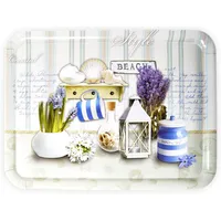 Lashuma Melamin Tablett Eckig, Servicetablett groß für Gläser Strandoase,