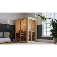 Karibu Sauna KARIBU "Ivana 1", beige (naturbelassen), Bio-Kombiofen, externe