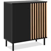 Furn.design Kommode schwarz Eiche 80 cm mit 3D-Lamellen, Biella