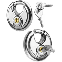 BAYLI 2er Set Rundschloss 70mm Sicherheitsschloss mit 2x Schlüssel
