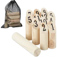 Relaxdays Kubb Wikingerspiel, finnisches Wurfspiel, Holz, Outdoorspiel mit Nummern,