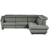 HIMOLLA Ecksofa Leder 9707 ¦ grau ¦ Maße (cm):