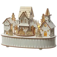 MARELIDA LED Holz Weihnachtsdorf mit Musik und fahrendem Zug