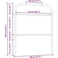 VidaXL Kopfteil Räuchereiche 75 cm Stahl und Holzwerkstoff
