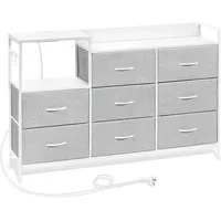 Woltu Kommode (1 St), mit 8 Schubladen Steckdosen, Metallrahmen