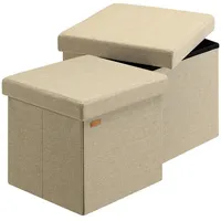CASARIA Sitzhocker 2er-Set Beige 38x38x38cm Faltbar