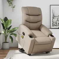 VidaXL Massagesessel mit Aufstehhilfe Cappuccino-Braun Kunstleder
