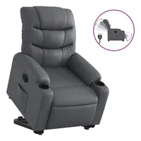 VidaXL Relaxsessel mit Aufstehhilfe Elektrisch Grau Kunstleder