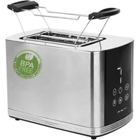 EMERIO TO-128308 Toaster mit Brötchenaufsatz Edelstahl, Schwarz