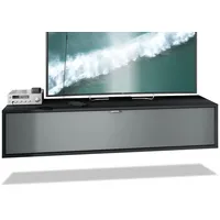 Vladon Lowboard, Graphit, Holzwerkstoff, 140x29x37 cm, Wohnzimmer, Wohnwände, Lowboards,