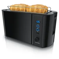 Arendo Toaster Edelstahl, mit Brötchenaufsatz, Display - Touch, wärmeisoliert,