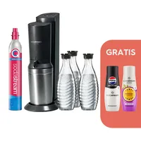 Sodastream Crystal 3.0 schwarz + 3 Glaskaraffen + Zylinder