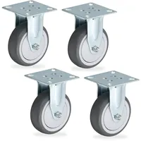 Relaxdays Bockrolle, 4er Set, 75mm, Traglast 280 kg, TPR,