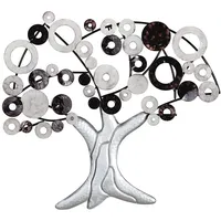 Gilde Wandrelief Metall silberfarben Baum 79x89x6 cm Wanddeko Kunst