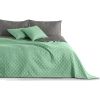 DecoKing 32961 Tagesdecke 240 x 260 Minze Stahl Silber